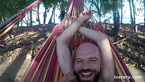 Kinky Couple Binds Tight for Rough Outdoor Hammock Sex