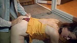 Sexy French amateur in satin lingerie gets bent over for POV rimjob and fuck