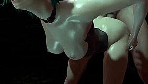 hot green-haired girl fucked from behind in 3d