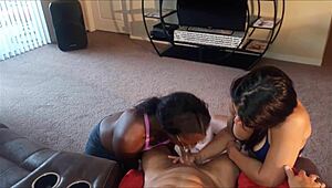 Ebony Tag Team Blowjob