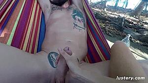 Kinky Couple Binds Tight for Rough Outdoor Hammock Sex