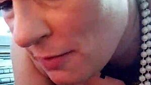 samantha sucks that big cock, brunette wife homemade monster sucking session