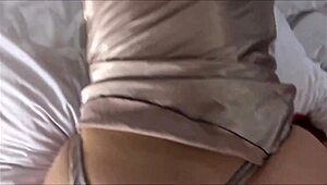 Damn! Watch this white slut in satin panties get fucked doggystyle with dirty French talk!