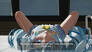 Teasing Miku Gets Wet Fingering Herself in Pool Photoshoot for 3D Cartoon Hentai Action