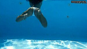 Swimming Pool Sensation: Best Hungarian Milf Angelica Strips Naked in Public.