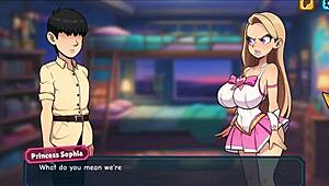 Hey, you think you can handle stripping this bratty princess Sophia naked in the hentai game?