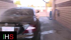 Horny milf with big tits gets bent over. Her shaved pussy takes a massive cock deep.