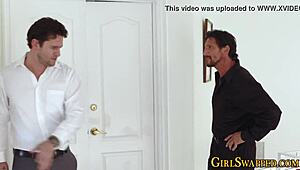 Costumed stepdaughter teens surprise in wild foursome action