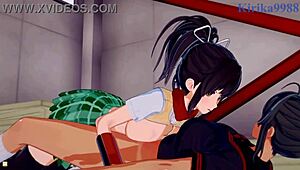 asuka and homura in wild futanari hentai sex scene