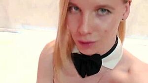 Beauty masturbates wildly after Christmas photoshoot. Crazy orgasm hits hard.