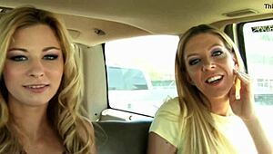 Two girls perform in group scene