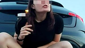 Petite Lika Lax Masturbates and Squirts Hard on Highway