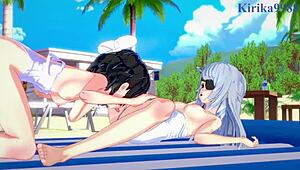 miku kohinata and laura bodewig in steamy lesbian hentai play - symphogear & infinite stratos