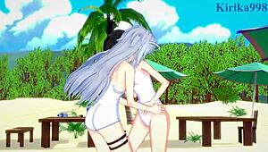 miku kohinata and laura bodewig in steamy lesbian hentai play - symphogear & infinite stratos