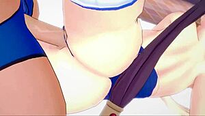 莫娜穿着她小小的18+比基尼在3D色情中加热鸡巴