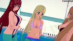 Akeno begs for sex at the public pool yesterday.