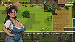 Sexy farmer exposin her pussy outside