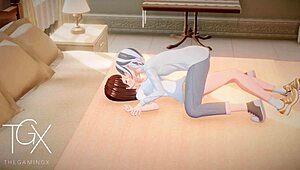 Anime hentai futanari girl, you're killing it with blowjob and anal in wild positions.