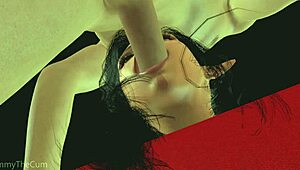 busty latina babe in 3d sucking cock