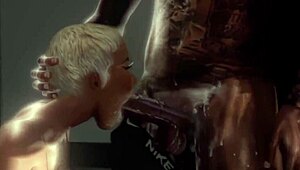 Wow, dumb white slut got slutted out in Second Life! She bent over for rough action.