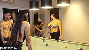 He Boldly Pretends as Teacher to Pound Three Brazilian Amateur Friends Full on Red