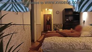 Real Delivery Guy Caught Us Naked During a Blowjob in Bed