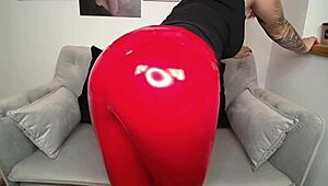 Fetish Leather Leggings In Red