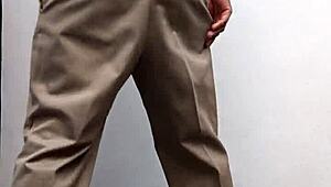 Hot gay teacher in costume spanks and jerks off