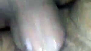 filling up that ebony brunette's pussy with cum