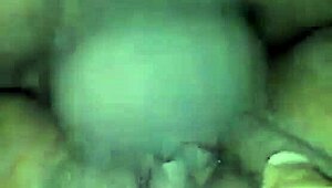 filling up that ebony brunette's pussy with cum