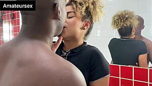 hey, this latina novinha is getting anal and oral in the bathroom, hiding from parents with that big black cock