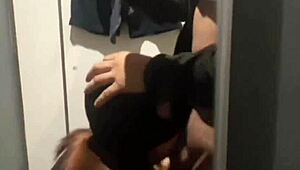 Man, this risky Filipina sucked and banged in a public fitting room!