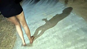 fanny shows ass without panties in public street exposure!