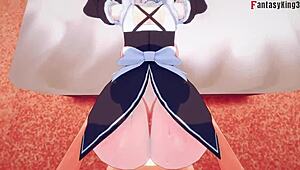 Rem Slams Hard into Big Boobs Maid in 3D POV Fantasy