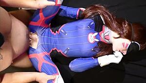 uhh, overwatch d va cosplay, tiny moans on thick cock, no mercy from somegirth, just brutal pounding.