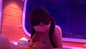 feeling the pleasure of big tits and blowjob in hentai