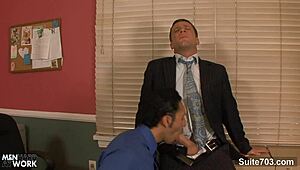 amazing gay butts banging hard in the office
