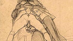 विंटेज एरोटिक कार्टून एनिमे हेंटाई इलस्ट्रेशन