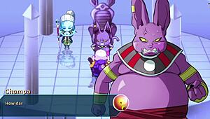 Vados Flaunts Huge Boobs to Master Roshi Hard