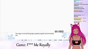 lewdneko says, 'i'm playing f me royally.' watch the vtuber in this hentai kissing scene.