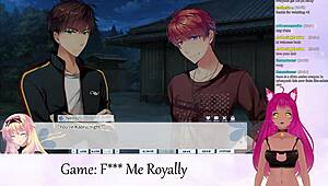 lewdneko says, 'i'm playing f me royally.' watch the vtuber in this hentai kissing scene.