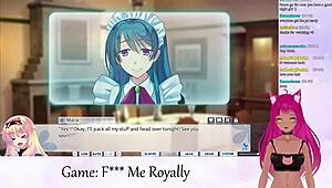 lewdneko says, 'i'm playing f me royally.' watch the vtuber in this hentai kissing scene.