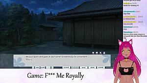 lewdneko says, 'i'm playing f me royally.' watch the vtuber in this hentai kissing scene.