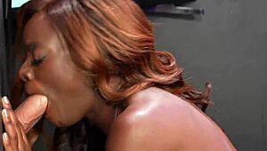 Ana Foxxx scores white dick at the gloryhole. She loves every second.