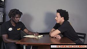 yo, you see this muscle security officer bareback drill a guy after a hot bj?