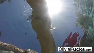 Olivia dominates summer fun with big tits in the pool for wild action!