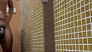 Hey, spying on that hung guy showering at the gym