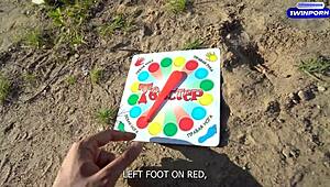 omg, i can’t even… unforgettable twister strip game with double blowjob in forest!