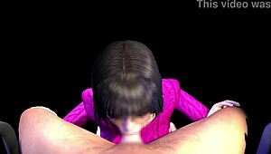 3d anime sister gives clothed blowjob.