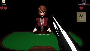 X roulette ends with huge tits and wild cumshot action